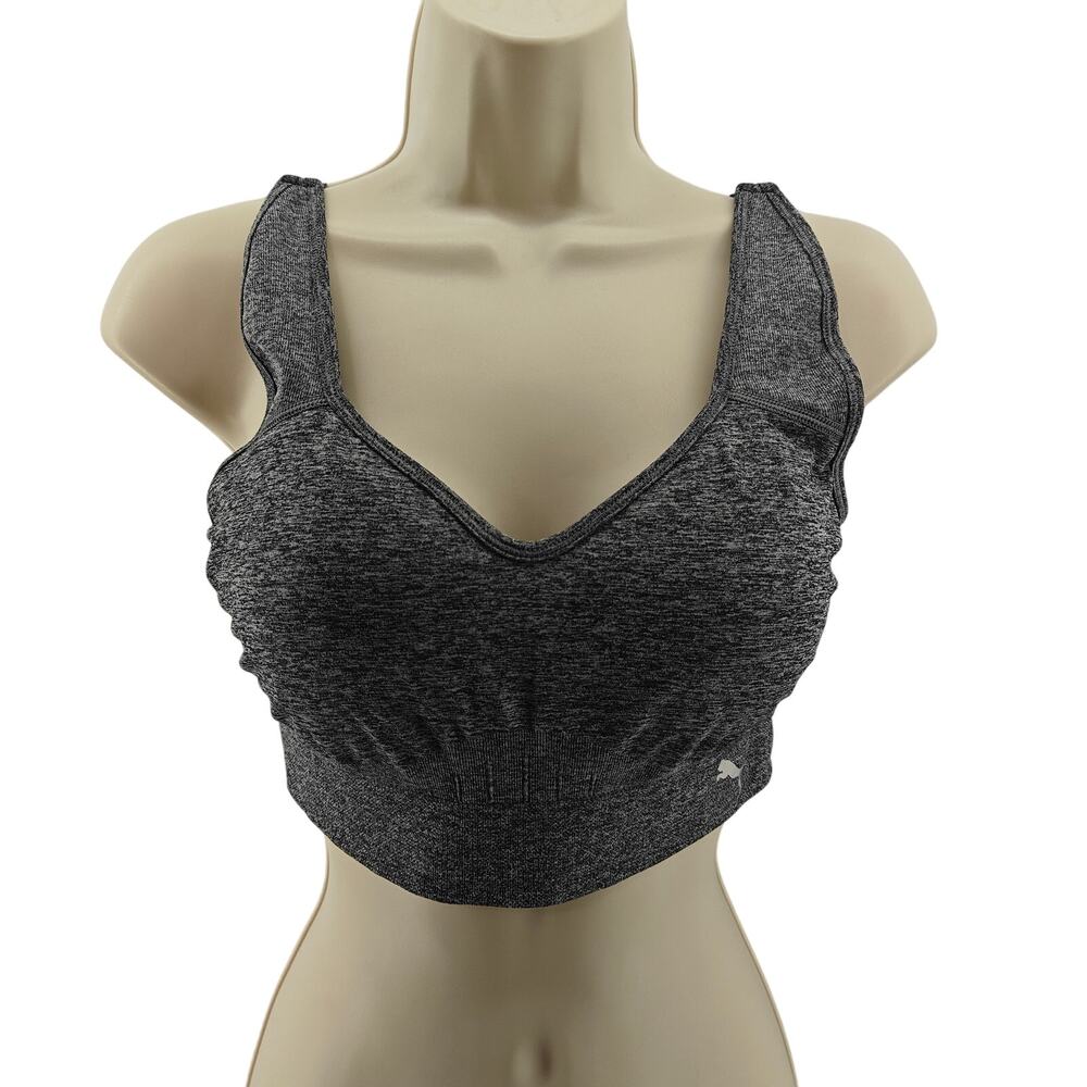 Puma Convertible Seamless Sports Bra 2 Pack Gray Black Womens Large